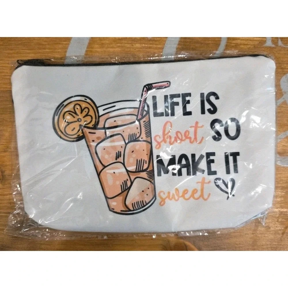 NEW Life Is Short So Make It Sweet Pouch‎ 9x5 Inches